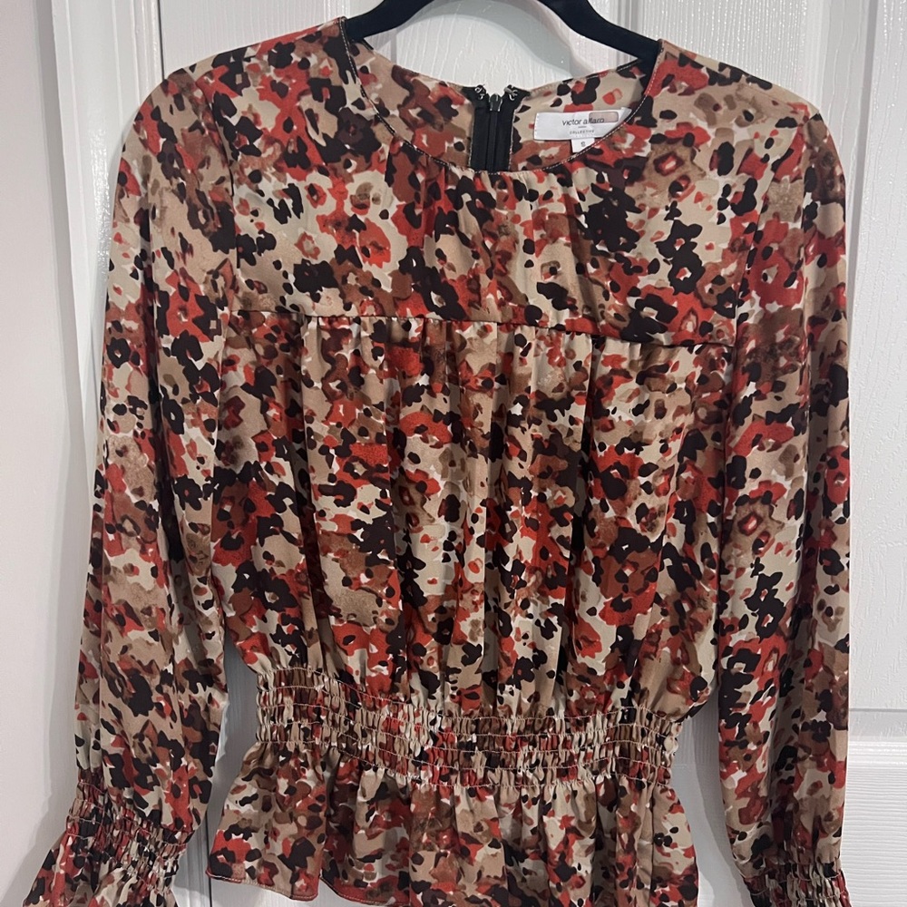 Victor Alfaro Collective Women's Floral Print Blouse - Red and Brown, Size S